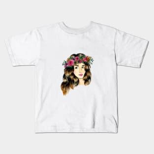 Flower Crown Girl Kids T-Shirt